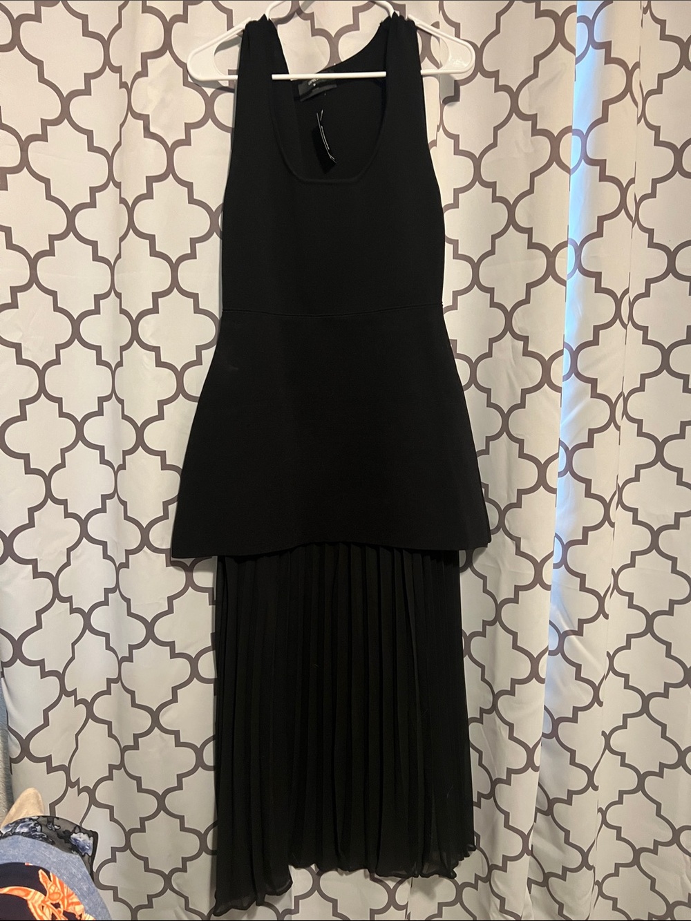 Express Black Sleeveless Peplum Maxi Dress with Pleated Skirt